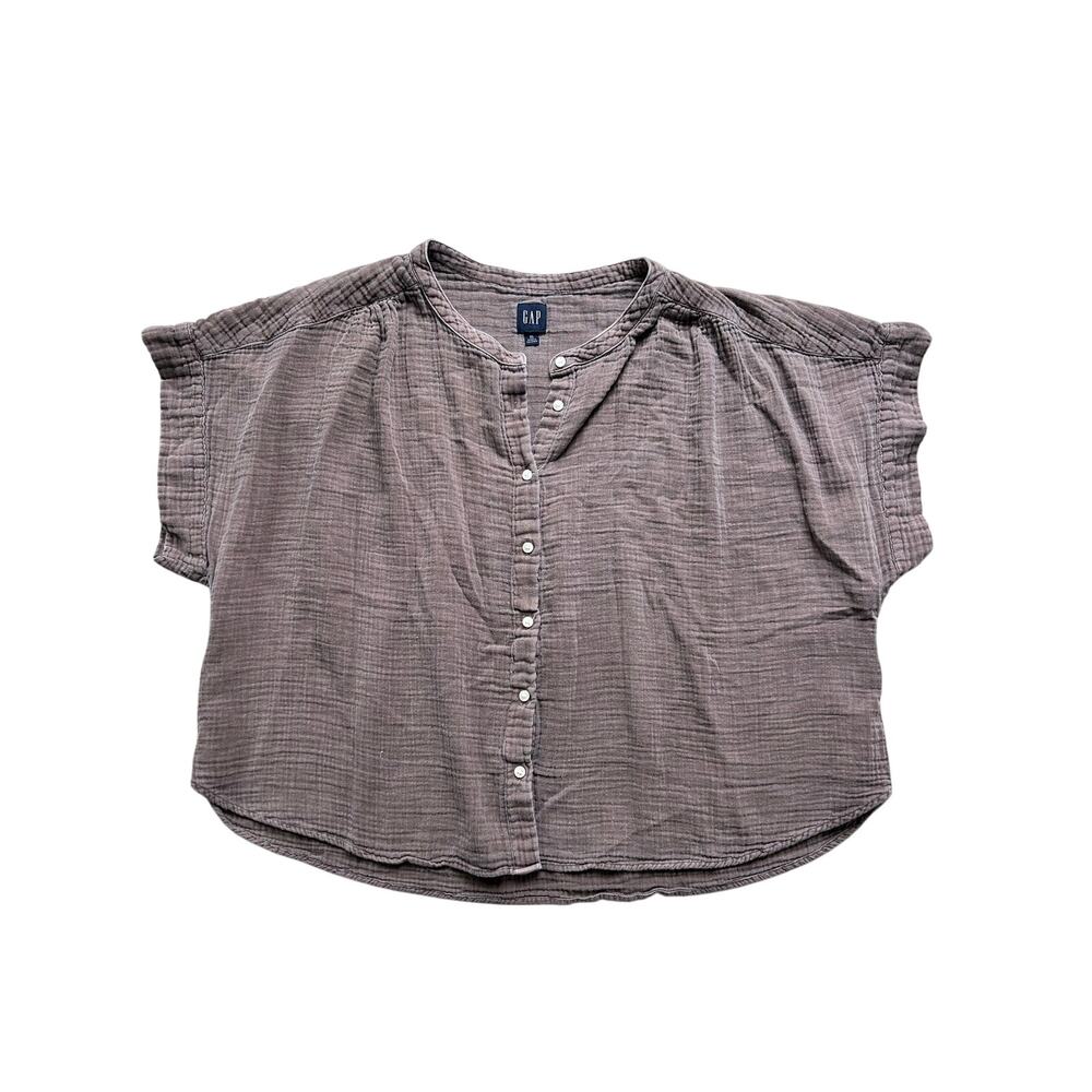 Gap Women's Gauze Dolman Shirt in natural brown, size XL button down crop